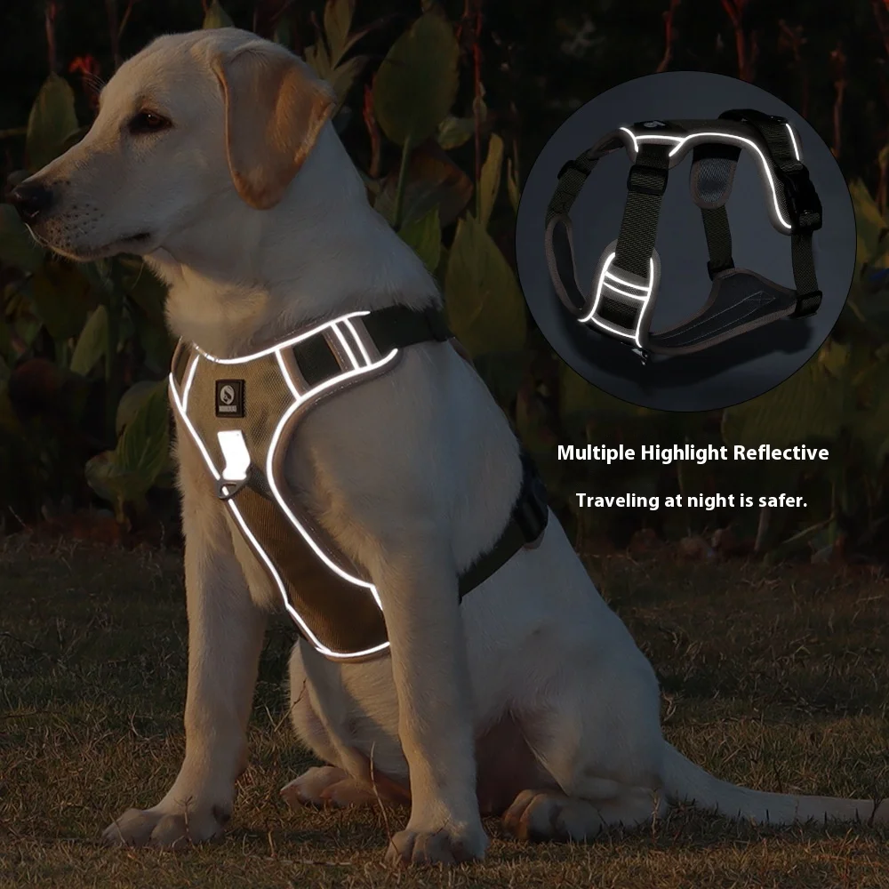 Reflective Adjustable Dog Harness for Medium Large Dog Labrador Army Oxford Cloth Training Vest Walk Comfortable Durable