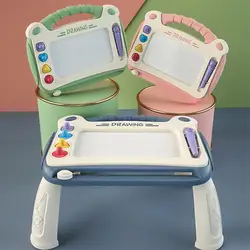 Children's Color Graffiti Magnetic Drawing Board Erasable Writing Board with Table Legs Home Toddler Learning Board
