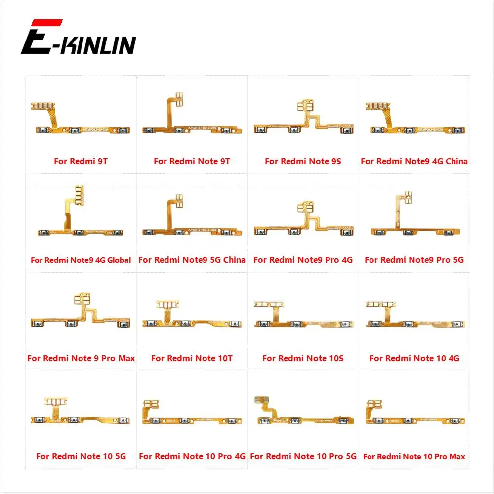 

Power ON OFF Mute Switch Control Key Volume Button Flex Cable For XiaoMi Redmi Note 9T 9S 9 10T 10S 10 Pro Max 4G 5G Global