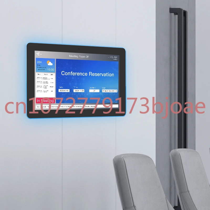 

Wall mount 10.1 inch touch screen POE NFC RFID RK3566 android 11 Surrounding LED Light Bar Booking display Meeting room tablet