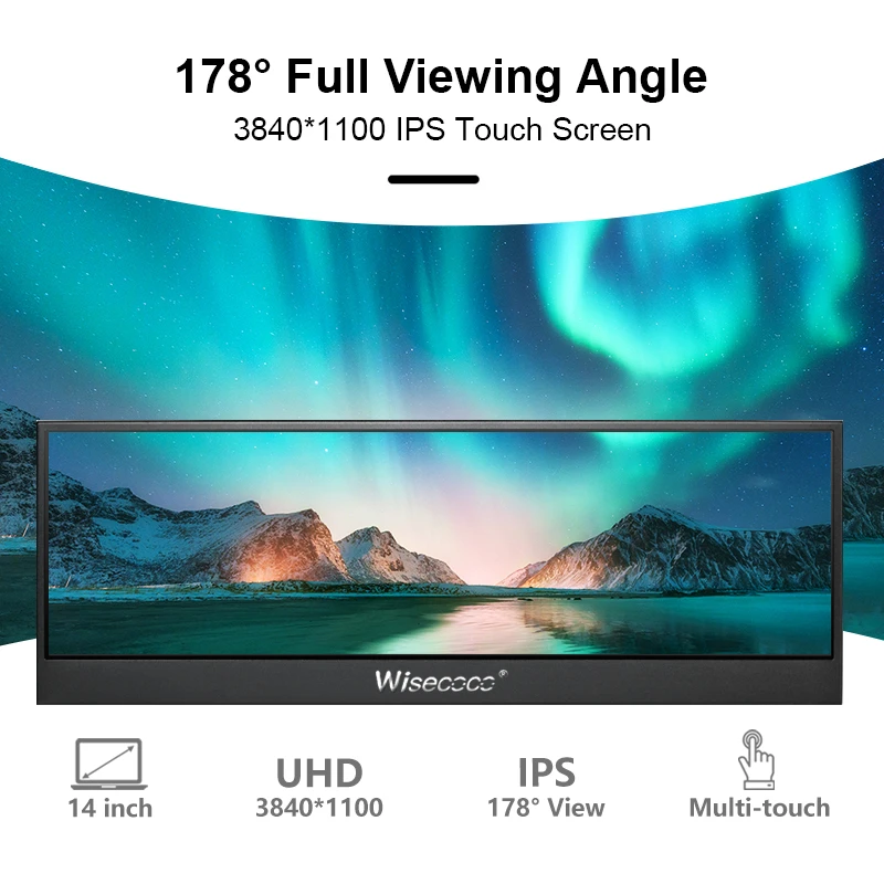 Wisecoco ޴ , Ʈ, ޴, PC, TV, Aida64, CPU, GPU ̹ ÷̿, 14 ġ, 4K UHD, 3840x1100 IPS ġũ, 500Cd/m