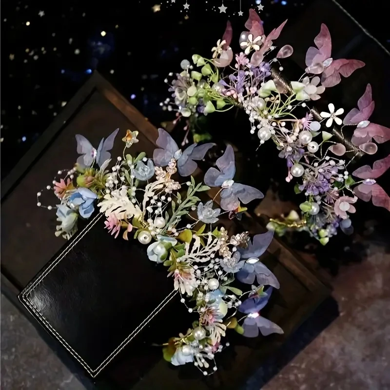 Crystal Pearl Headband Hairband Tiara Butterfly Flower Leaf Bridal Wedding Hair Accessories Jewelry Jewelry Accessories