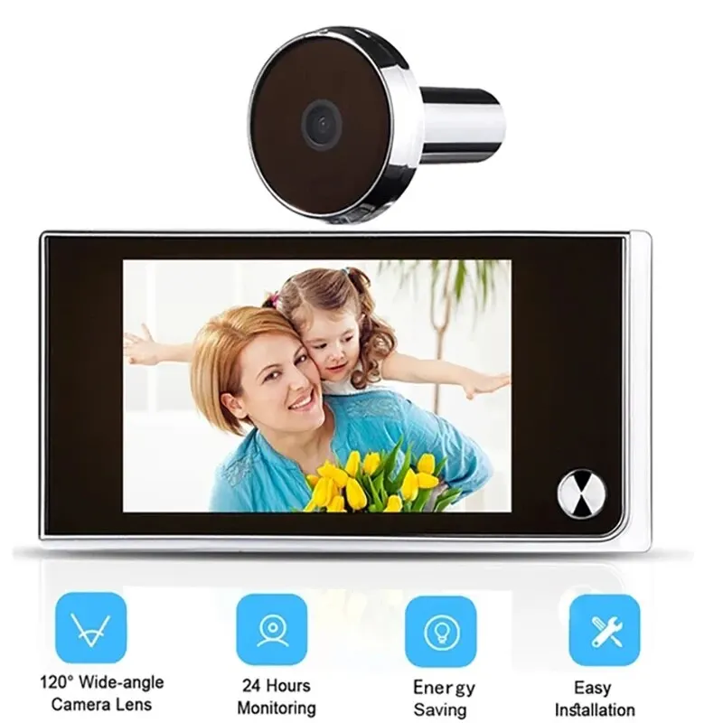 3.5 Inch Doorbell Peephole Viewer Digital Door Camera 120° LCD 2 Million HD Pixels Cat Eye Door Bell Outdoor Monitor