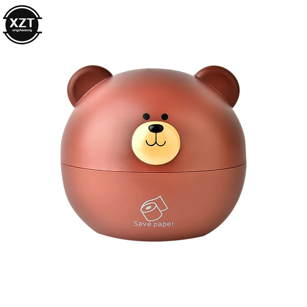 Cute Bear Head Tissue Box Nordic Roll Paper Storage Box Wc Round Container Rack Napkin Holder Living Room Creative Home Simple 6