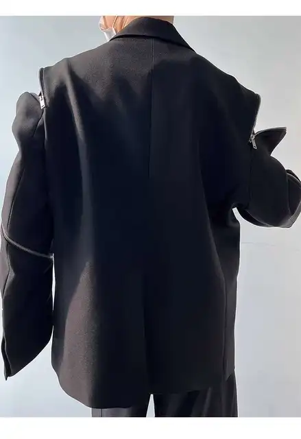 ジャケット・アウター LAY OVERSIZED OVERLAP COAT Window pen Mens Suit Jacket | Jacket Darkwear | Zipper Blazer | Blazers