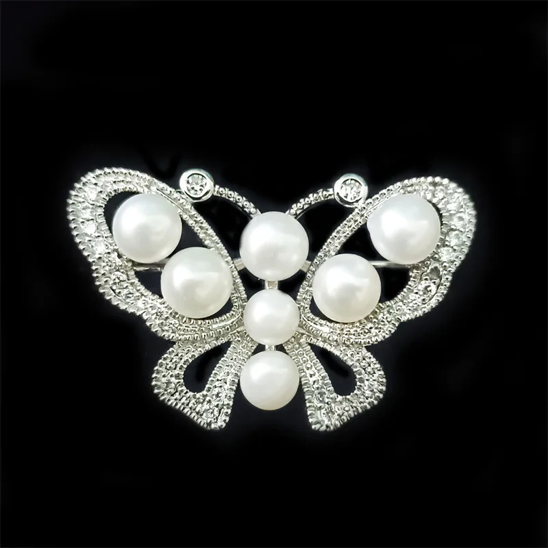 

Micro Zirconium Natural Freshwater Pearl Flying Butterfly Brooch Simple Fashion Pendant Dual Purpose Small Animal Breast Flower