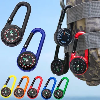 Outdoor Compass Carabiner Mini Camping Keychain Mountaineering Hiking Backpack Buckle with Compass Survival Children Gifts 1