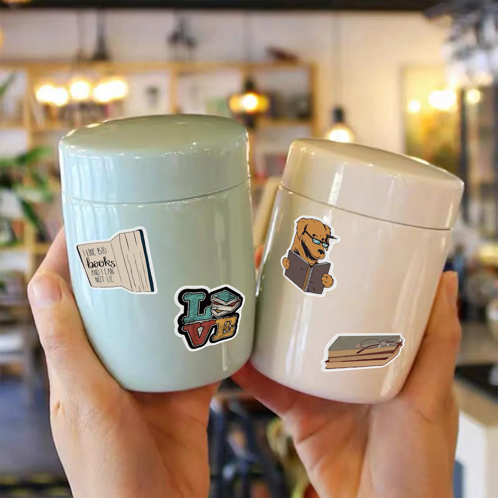 책 읽는 날 학생 스티커, 빈티지 DIY 어린이 노트북 러기지 컵 오토바이 노트북 냉장고 데칼 장난감, 50 개