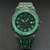 MISSFOX Watches For Men Classic Green Date Waterproof Male Quartz Reloj Fashion Luxury Stainless Steel Diamond Men's Wristwatch 1