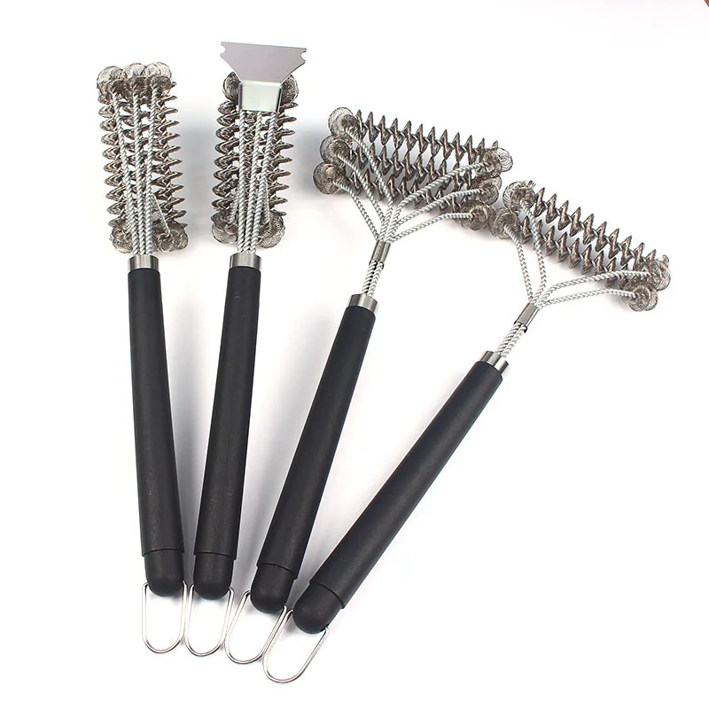 Stainless Steel Barbecue Brush Outdoor Travel BBQ Grill Cleaning Brushes Kitchen Non-stick Brushes Clean Tool For Home Barbecue
