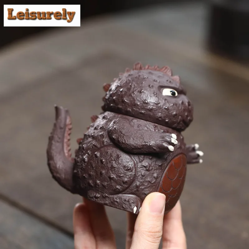 140ml Yixing Purple Clay Teapots Handmade Cute Dragon Pot Tea Pet Raw Ore Purple Mud Kettle Zisha Tea Set Tea Ceremony Craft