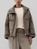 TRAF Women's New Fashion Warm Cotton Jacket Fall and Winter Standing Collar Long Sleeve Front Zipper with Buttons Vintage Jacket 4