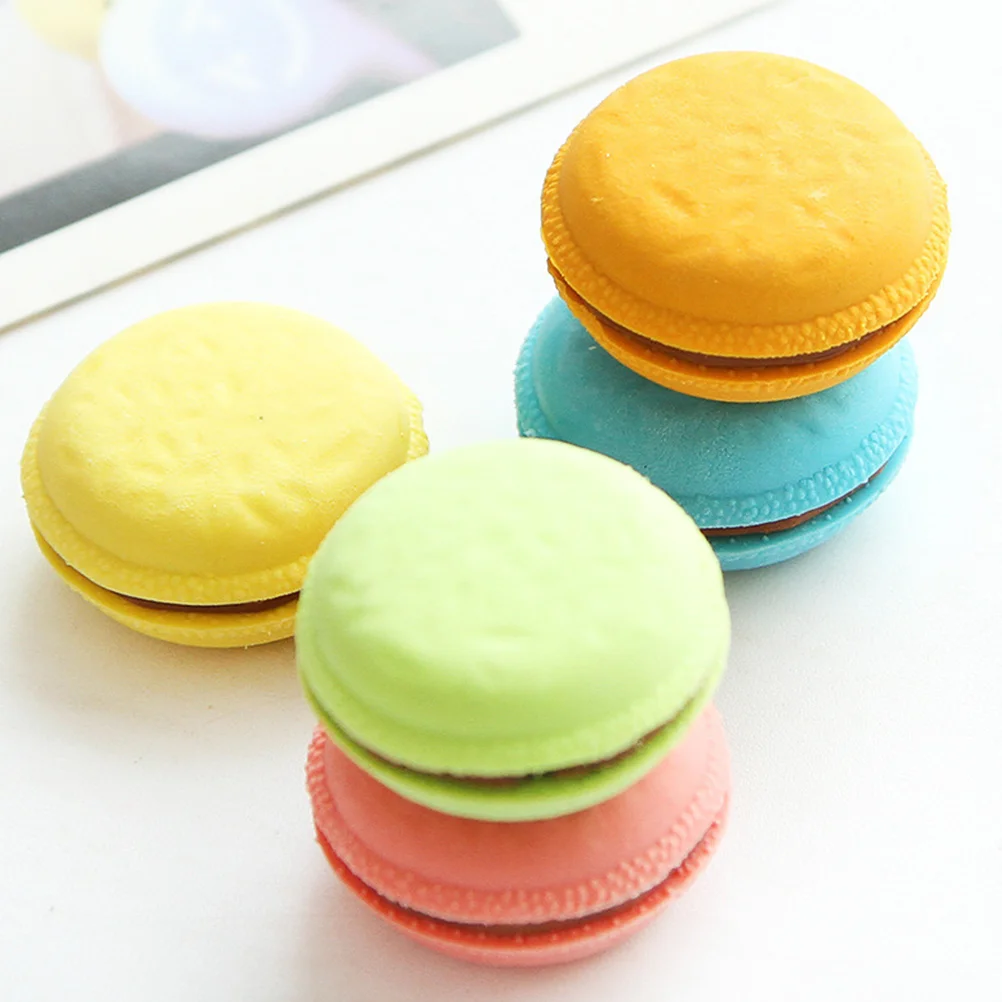 

5pcs Macarons Sandwich Biscuit Eraser Cartoon Eraser Creative Stationery Gift School Supplies Classroom Rewards for Kids