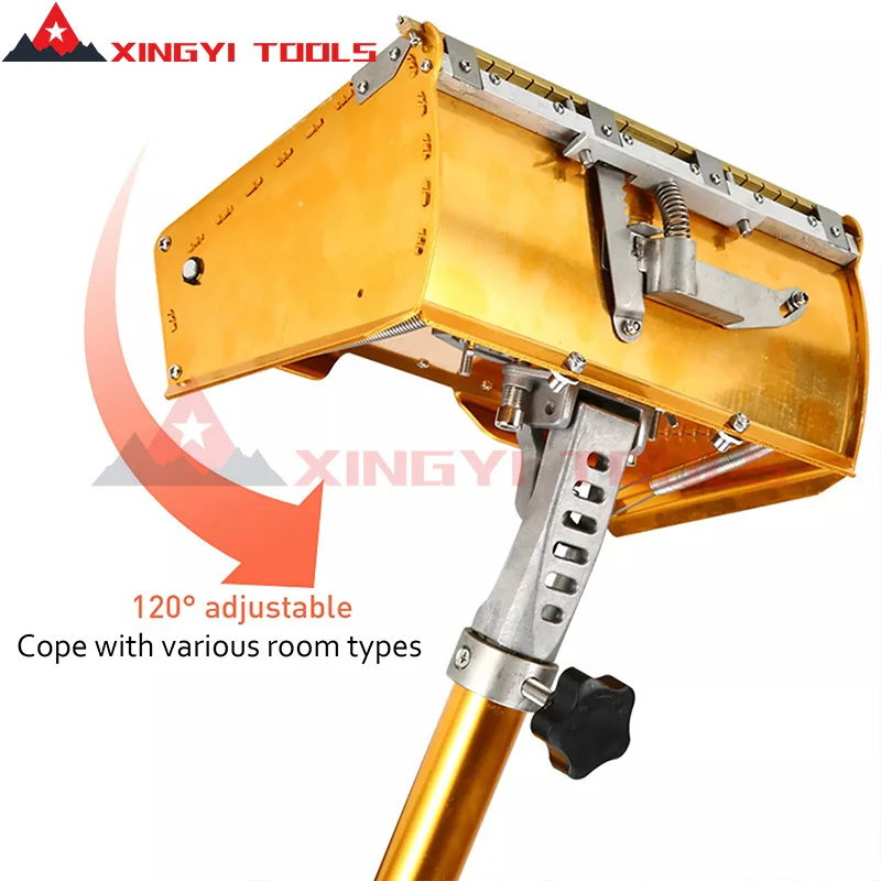 9.8In Drywall Flat Finisher Taping Technical Tools Lastering Plaster Box 120&deg; Adjust Extendable Handle Wallboard Mud for Putty