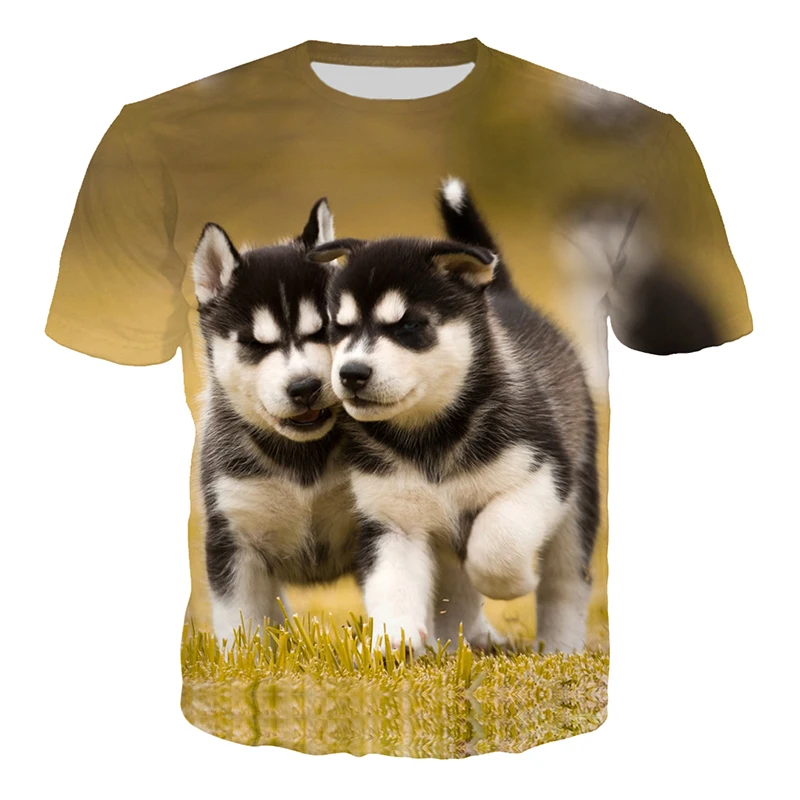 

New Pet Dog Husky 3D Print T-shirt Harajuku Animal Husky T Shirts Men Women Summer New Fashion Casual Hip Hop Streetwear Tops