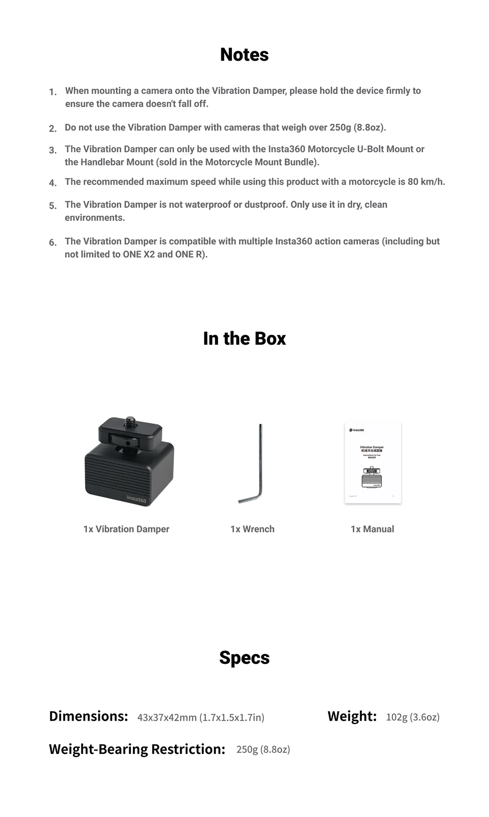 Description Picture 5 of itemOfficial & Original Insta360 Vibration Damper, Significantly reduces impact of intense vibrations on the camera.