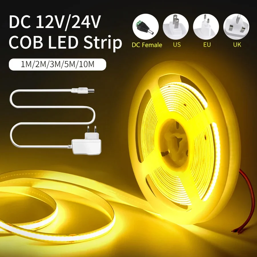 Striscia LED COB FOB Flessibile Ad Alta Densà 480/528 LED/m Nastro Luci LED, Bianco Naturale/Bianco Caldo/Bianco - Foto 6