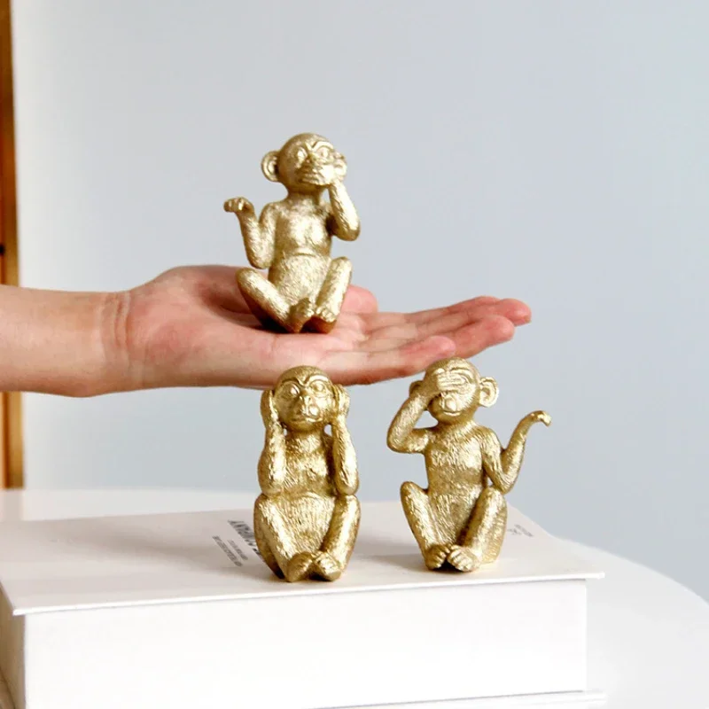 3pcs/set Miniature Monkey Figurines Home Decorative Ornament Crafts Home Bedroom Dormitory Dormitory Decor Crafts Miniatures