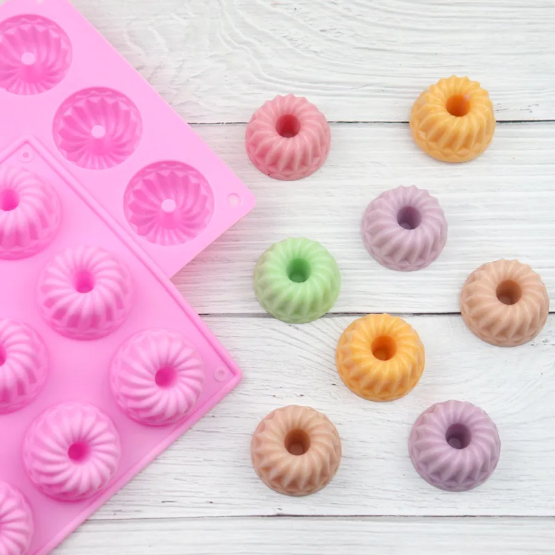 Mini Donut Chocolate Mold 3D Swirl Gummy Silicone Mould Pudding Candy Fondant Moule Cake Decorating Tools Kitchen Accessories