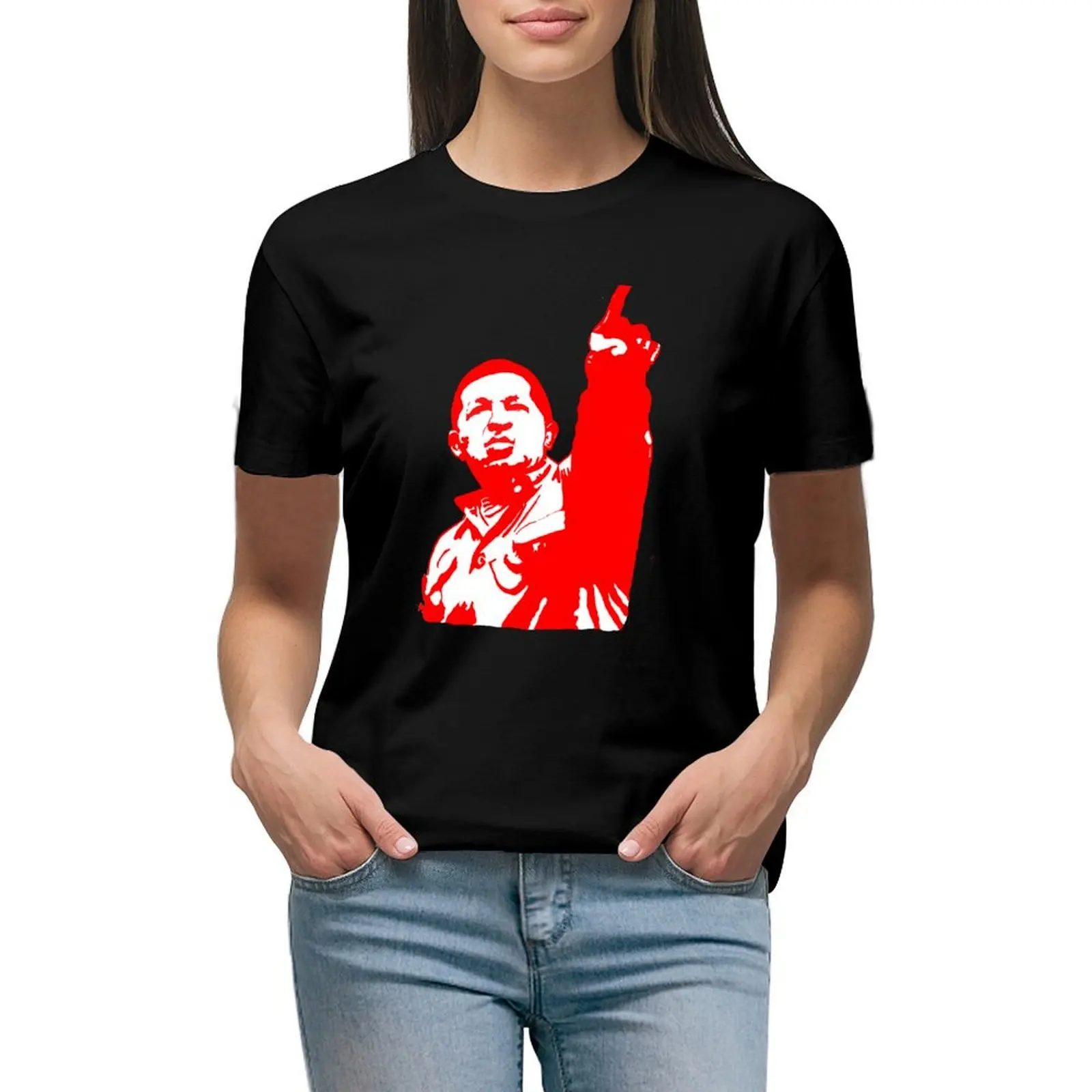 

Hugo Chavez T-shirt oversized vintage clothes black t shirts for Women
