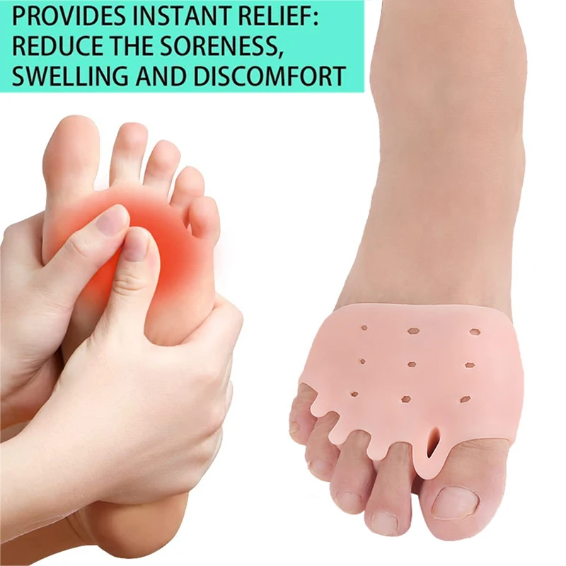 Pexmen 2Pcs Metatarsal Pads Gel Toe Separators Bunion Corrector Cushion Toe Spacers Ball of Foot Cushions for Men and Women