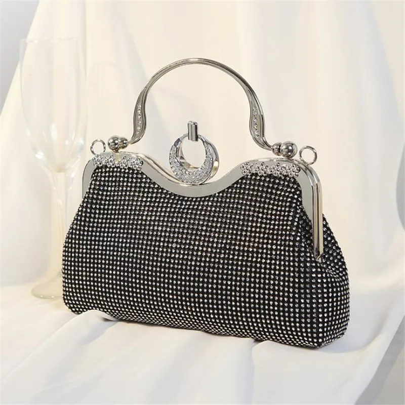 2023 Full Side Diamond Clutch Handbags Metal Hasp Evening Bags Party Dinner Shoulder Bags 3 Colors Drop Shipping
