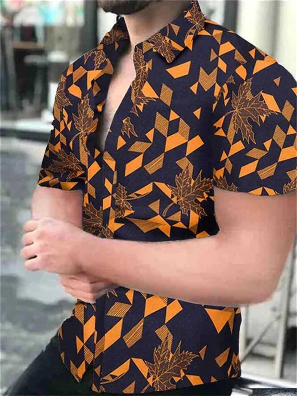 thumbnail image 1 of Camisas para hombre, estampado de leopardo, verano, frescas, informales, con estampado 3D, camisas de playa hawaianas, camisa de manga corta con solapa, ropa de calle para hombre y mujer, 1 of 4