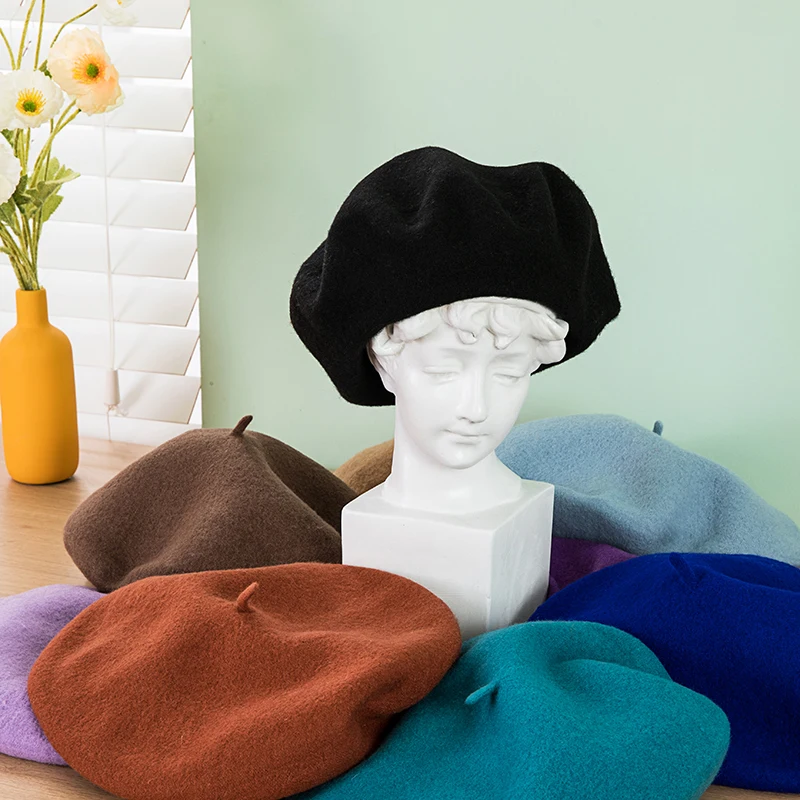 Beret Hat French Berets Vintage Plain Wool Beret for Women Men Spring Winter
