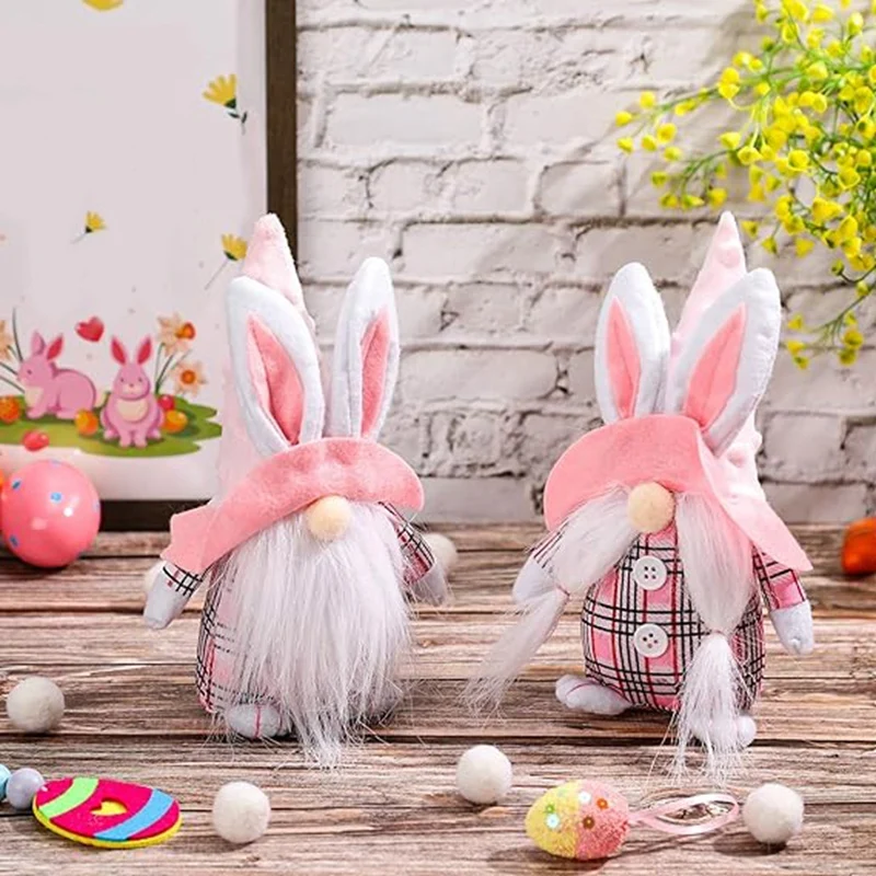 

2 Pieces Bunny Gnomes Rabbit Easter Gnome Elf Dwarf Holiday Home Decor Spring Easter Decoration Collectible Figurine Durable