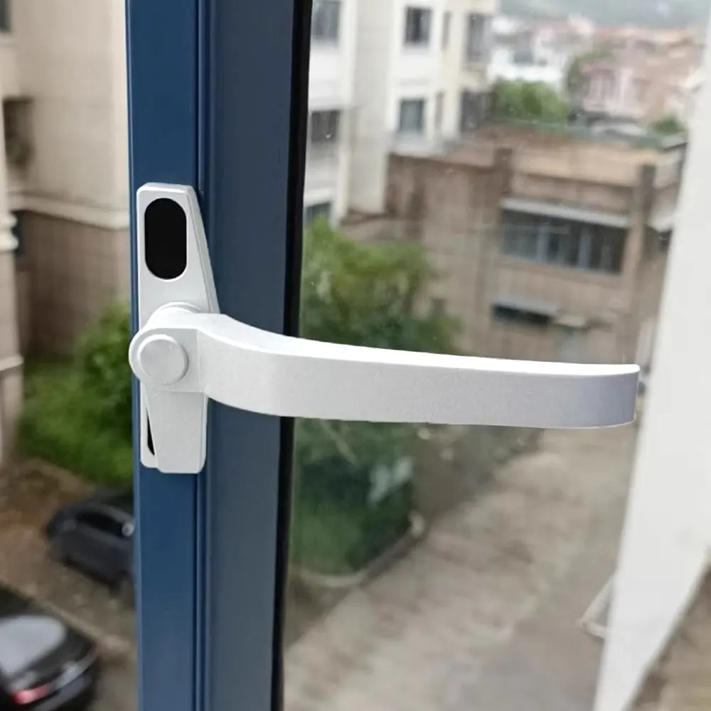 Maniglia Per Finestra In Alluminio - Serratura Antifurto, Design Piatto, Per Finestre A Doppi Vetri (Nero, Destro)