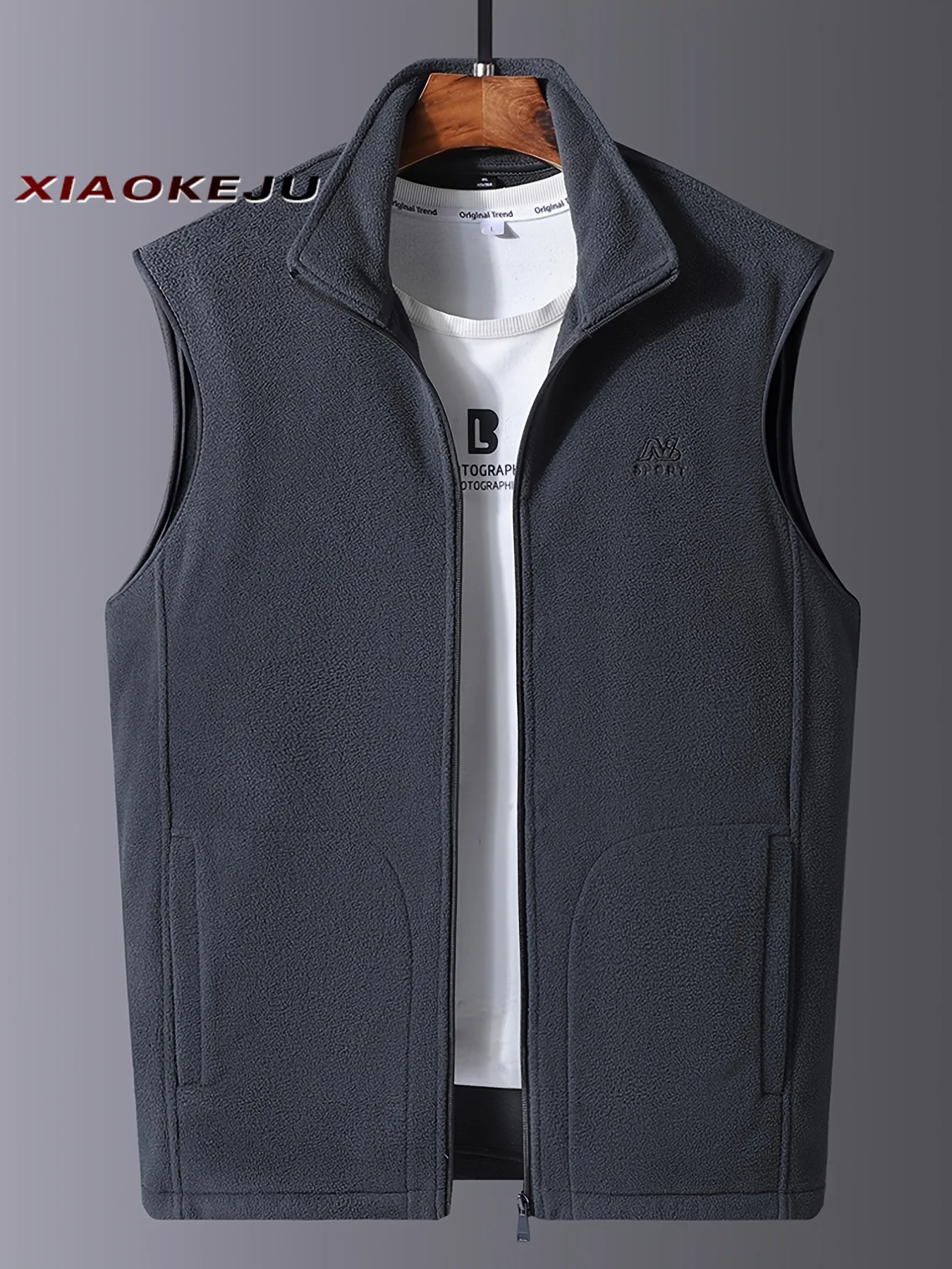 Embroidered Vest Golf Men Sleeveless Jacket Work Winter Men's Hunting Multi-pocket Padded Tactical Military Fishing Clothing Man