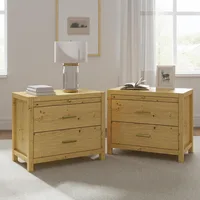 Nightstand with Drawers Set of 2, Wood Nightstand Side Table with Storage and 1 Pull-Out Tray, Farmhouse Nightstands End Table 1