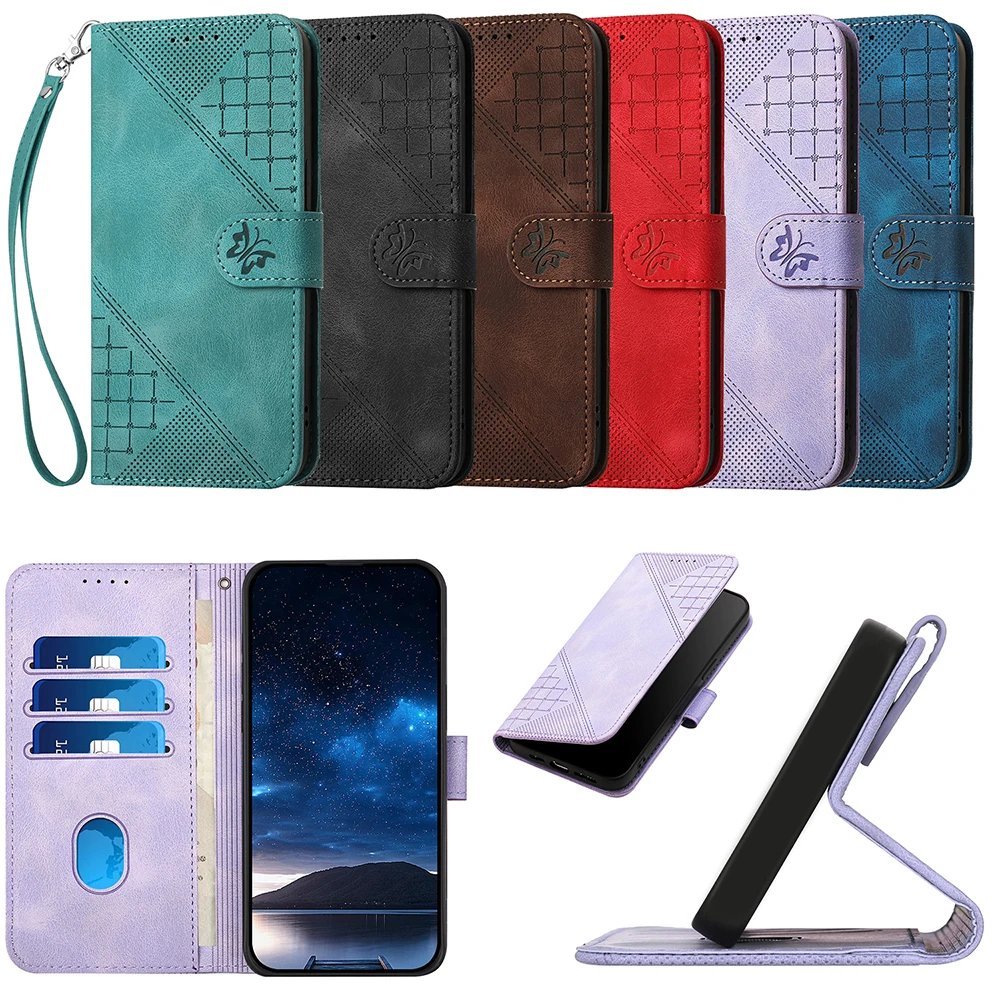 Leather Wallet Phone Case with Card Slots and Holder