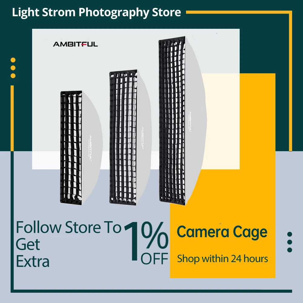 AMBITFUL(소프트박스는 포함되어 있지 않음) 스트립 소프트박스 허니컴 ..