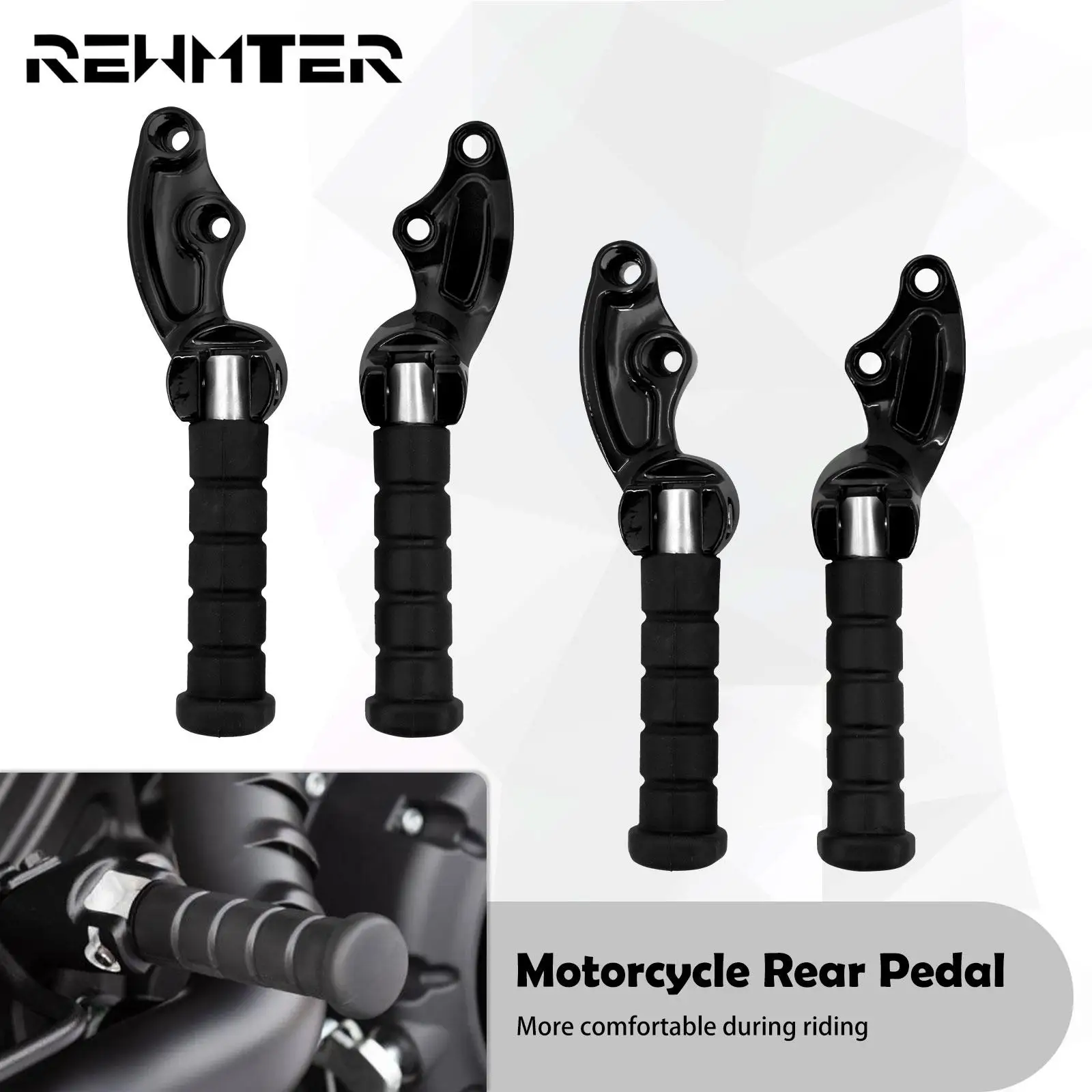 Motorcycle Rear Footrest Passenger Foot Pegs Mounting Bracket Black 2x For Indian Scout Bobber-Scout Sixty -