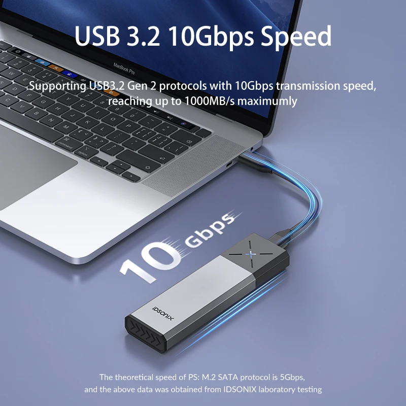 Nvme Gabinete Ssd Sata Protocolo Duplo Case do Disco Rígido Usb 3.2 10gbps Alta Velocidade tipo c Capa Ssd Externa para Laptop Idsonix-m.2 - Imagem 3