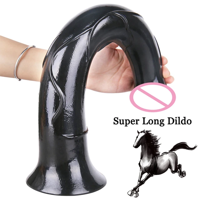 42cm lungo enorme cavallo Dildo realistico animale Dildo ventosa grande  Silicone nero pene giocattoli del sesso per le donne adulto Sex Shop  prodotto - AliExpress