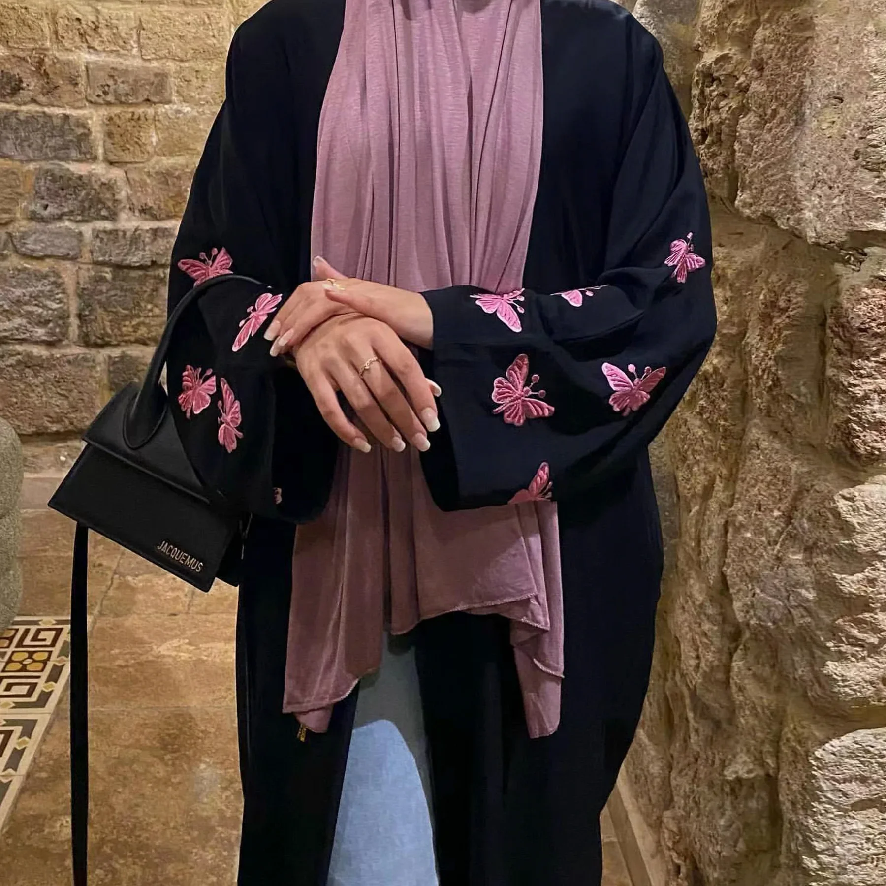 Butterfly Embroidery Open Abaya Kimono Muslim Abayas for Women Dubai Luxury 2024 New Turkey Kaftan Ramadan Eid Islamic Outwear