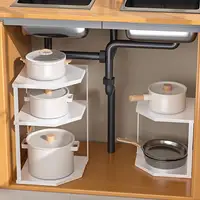 3/2 Tier Cookware Corner Rack Cabinet Organizer Bathroom Counter Storage Organizer for Kitchen Cupboard Enduring Bathroom 2