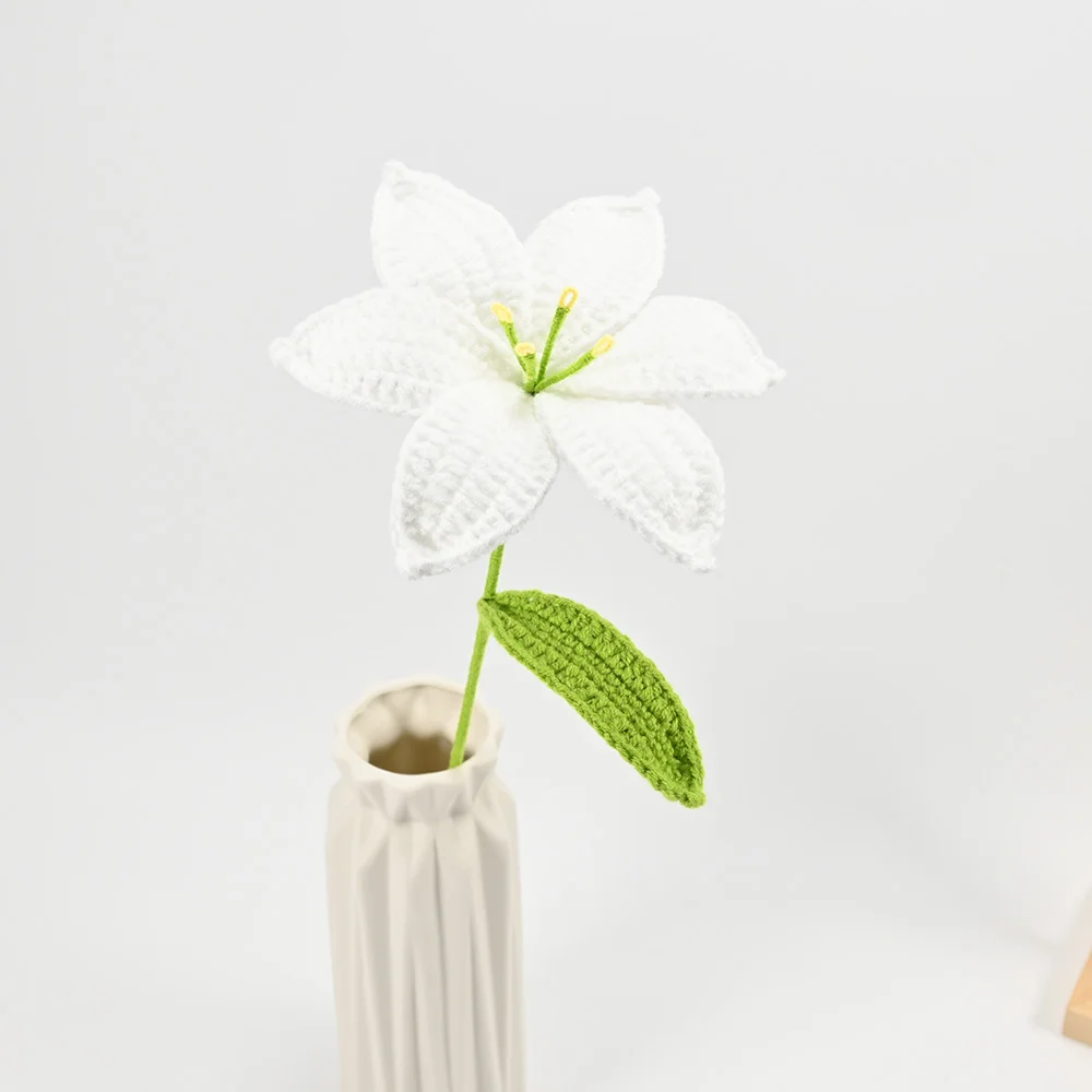 Hand-Crocheted Lily Flower Bouquet - Artistic Fabric Floral Arrangement