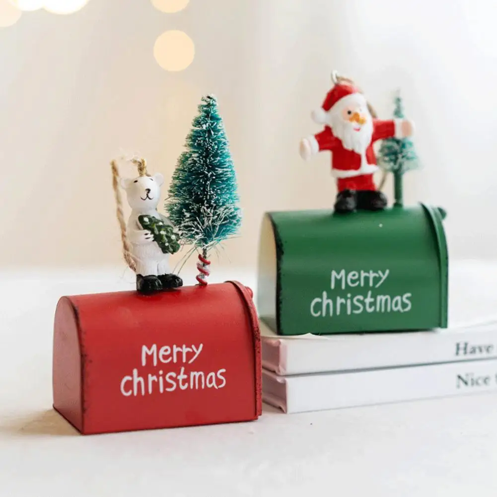 

Christmas Decoration Pendant Festive Holiday Mailbox Pendant Santa Claus Snowman Bear Decor Christmas Tree Hanging for Home