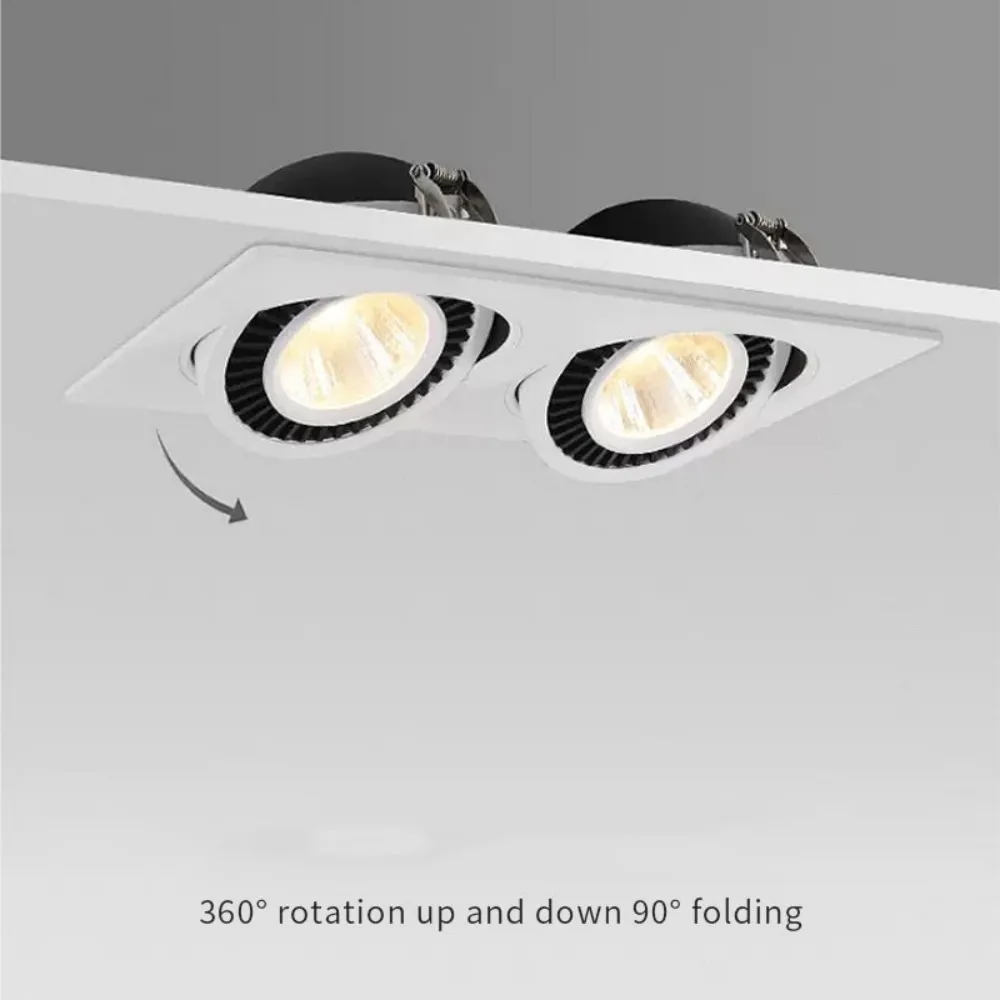 Quadrate Recessed LED Downlight 360&deg; Rotation 7W9W12W/ 14W 18W 24W COB SpotLight Dimmable Ceiling Lamp AC85-265V Indoor Lighting