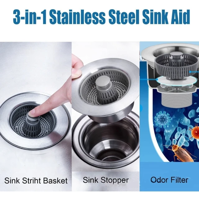 American Standard Kitchen Sink Drain with Strainer in Stainless Steel