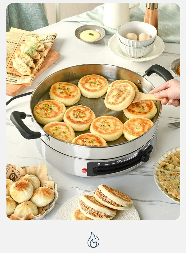 220V Stainless Steel Electric Pancake Machine Pizza Electric Frying Baking Pan Household Crepe Maker 6