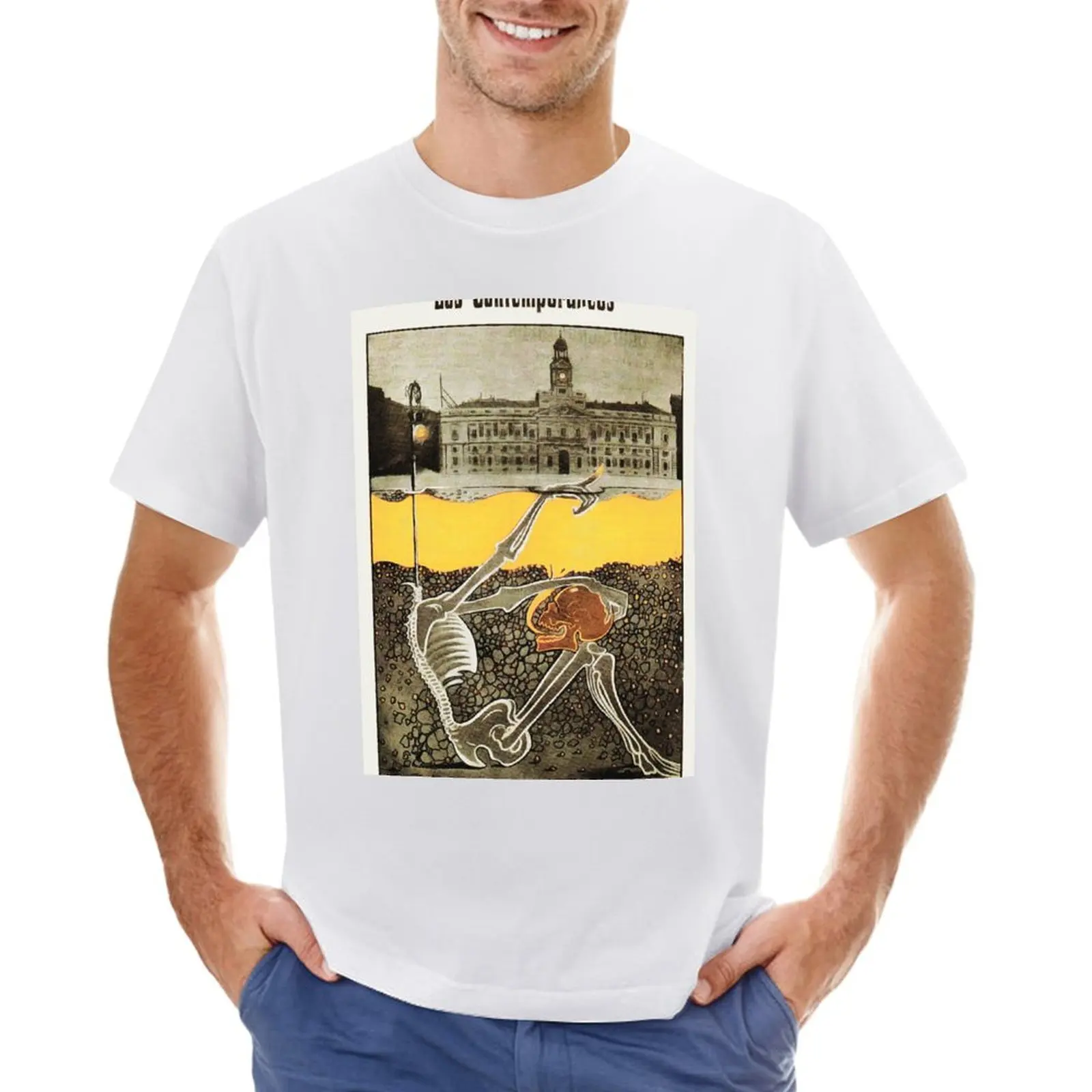 Camiseta de manga corta de Romero calvet-a Gold Mine para hombre, camisa con estampado de animales, 1913