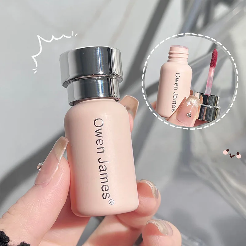 Small Bottle Pink Mist Lip Cream lip gloss lip makeup lip glaze lip tint lip stain Mud Matte Velvet Lip Gloss Clay Long-lasting Color Non-drying Nude Peach Glaze Rouge Tint
