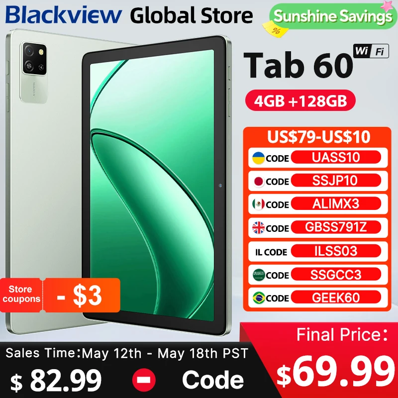 2025년 신형 Blackview Tab 60 WIFI 태블릿 10.1인치 IPS 디스플레이 Widevine L1 안드로이드 14 5100..
