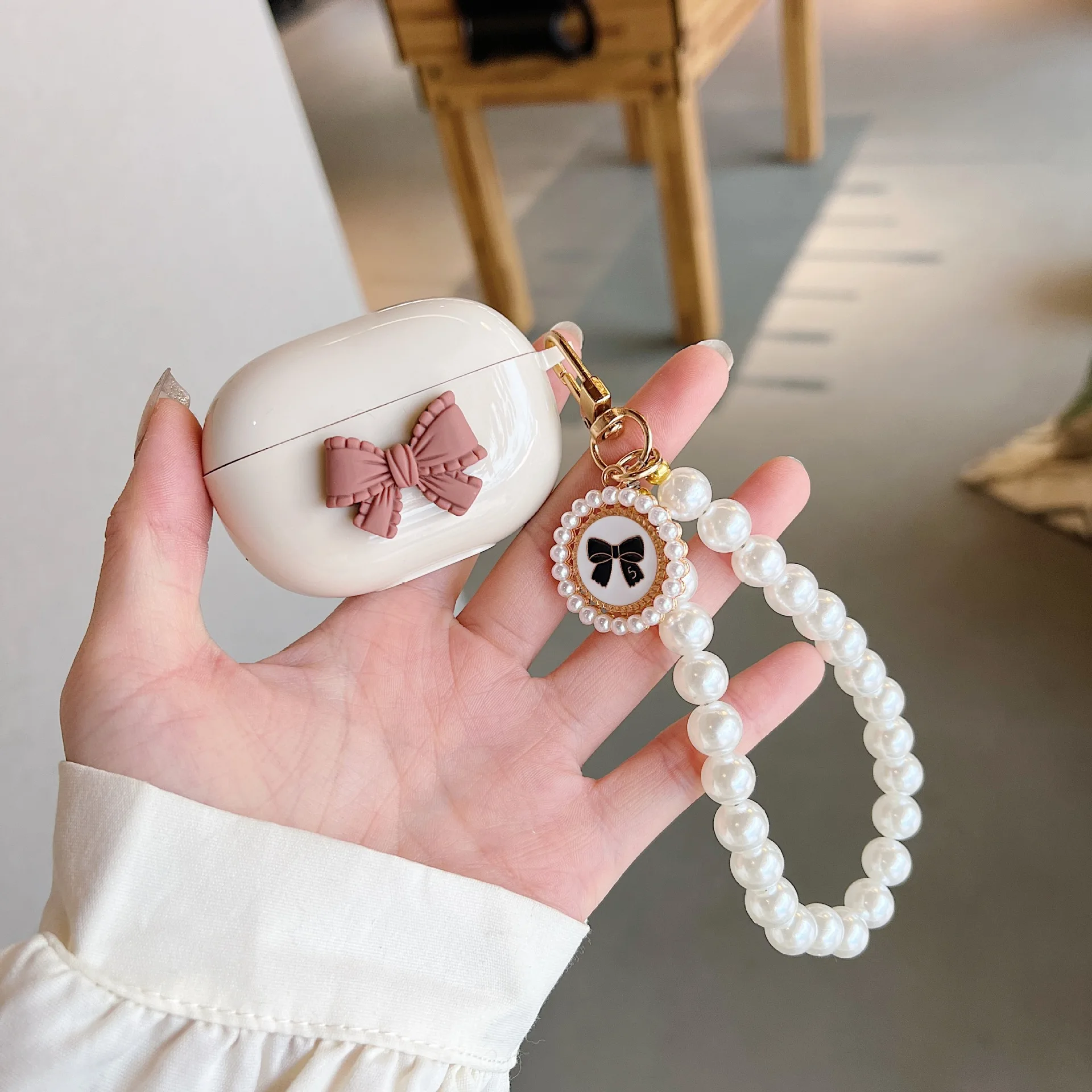 Cartoon Beige Protective Cover with Pendant for Wireless Bluetooth Headphones