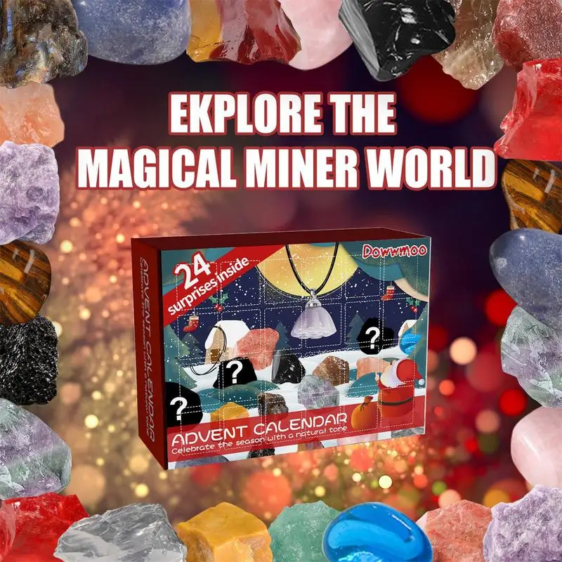 Advent Calendar 24pcs Ore Christmas Advent Calendar Natural Mineral Stone For Learning Collection Scientific Gift For Girls Boys