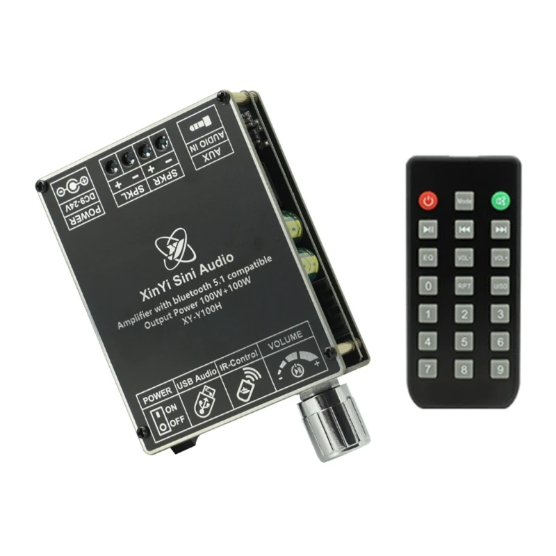 

XY-Y100H Digital Power Amplifier 2x100W Remote Controlled Power AMP Board AUX Speaker Stereo Amplifier Module